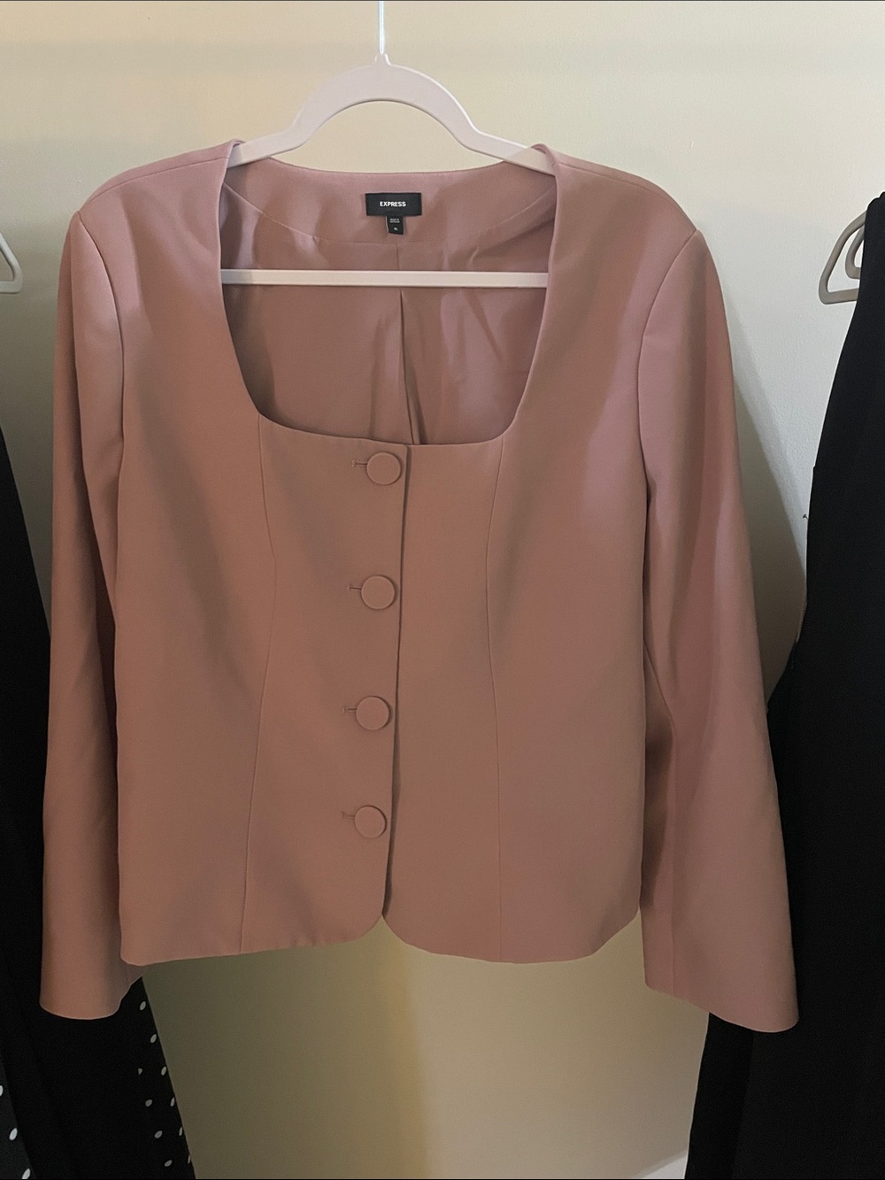 Express Women's Mauve Square-Neck Button Blazer